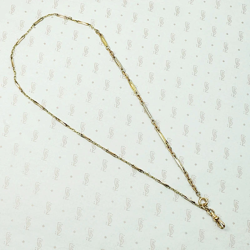 Tricolor Double Clasp Fancy Flat Link Necklace