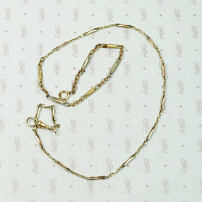 Tricolor Double Clasp Fancy Flat Link Necklace