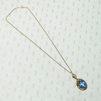 Beautiful Blue Glass & Brass Necklace 