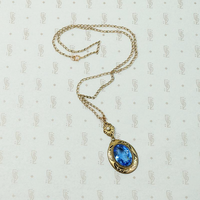 Beautiful Blue Glass & Brass Necklace 