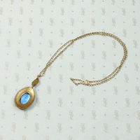 Beautiful Blue Glass & Brass Necklace 