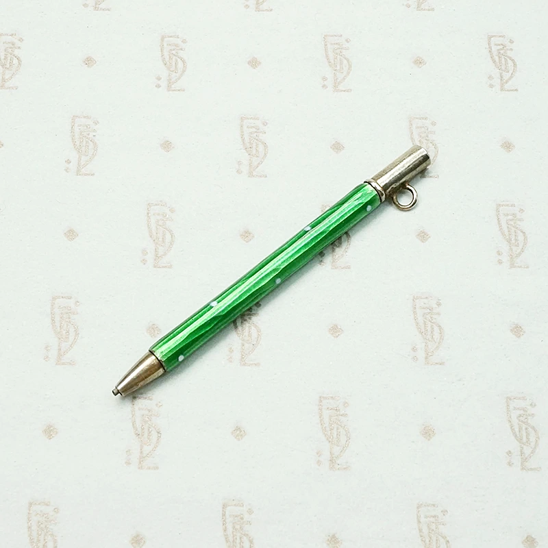 Charming Silver Pencil with Green Guilloché Enamel