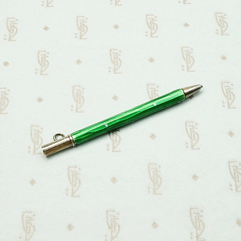 Charming Silver Pencil with Green Guilloché Enamel