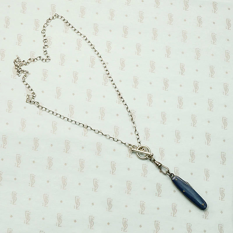 Blue Celluloid Tiny German Knife Necklace