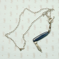 Blue Celluloid Tiny German Knife Necklace