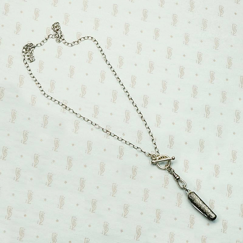 Tough & Sweet Silver Plate Tiny Knife Necklace