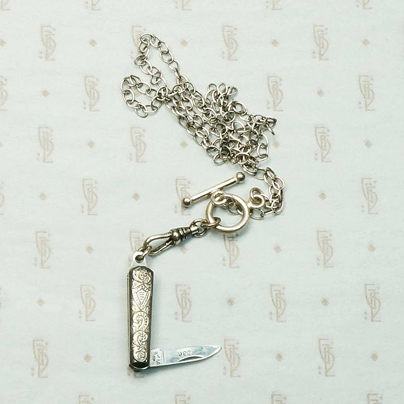 Tough & Sweet Silver Plate Tiny Knife Necklace