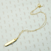 Tiny Vintage Gold Plated Folding Knife Necklace