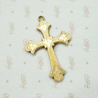 Antique Engraved Budded Cross in Luxe 18k Gold