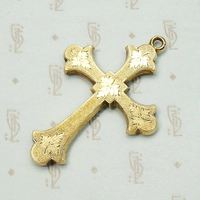 Antique Engraved Budded Cross in Luxe 18k Gold