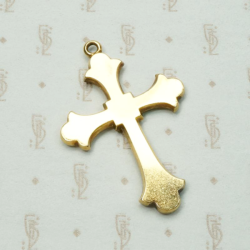 Antique Engraved Budded Cross in Luxe 18k Gold