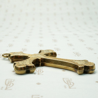 Antique Engraved Budded Cross in Luxe 18k Gold