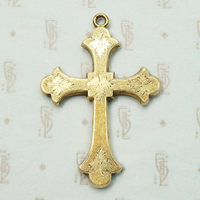 Antique Engraved Budded Cross in Luxe 18k Gold