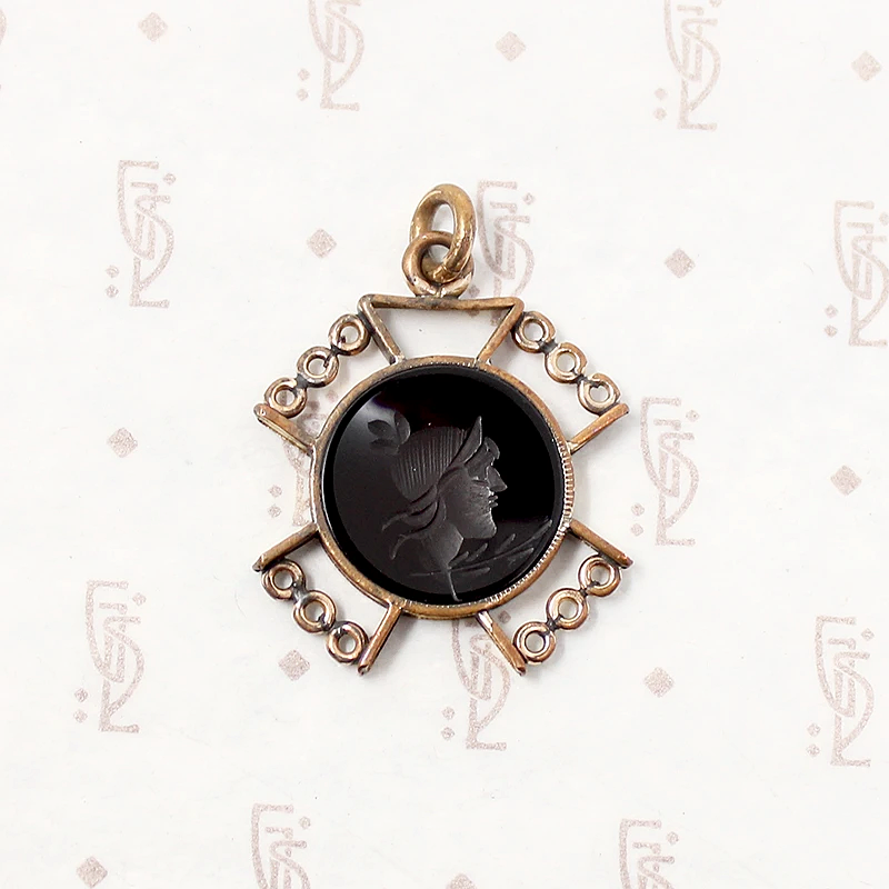 Agate Intaglio Gold Filled Fob