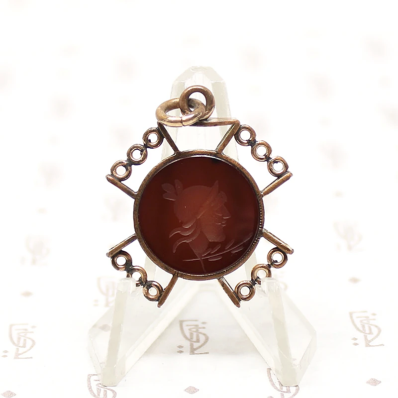 Agate Intaglio Gold Filled Fob