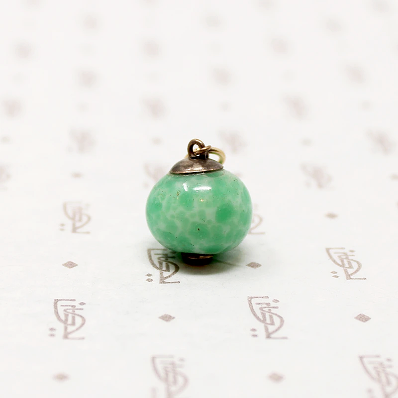Art Deco Green Pâte de Verre Fob Pendant