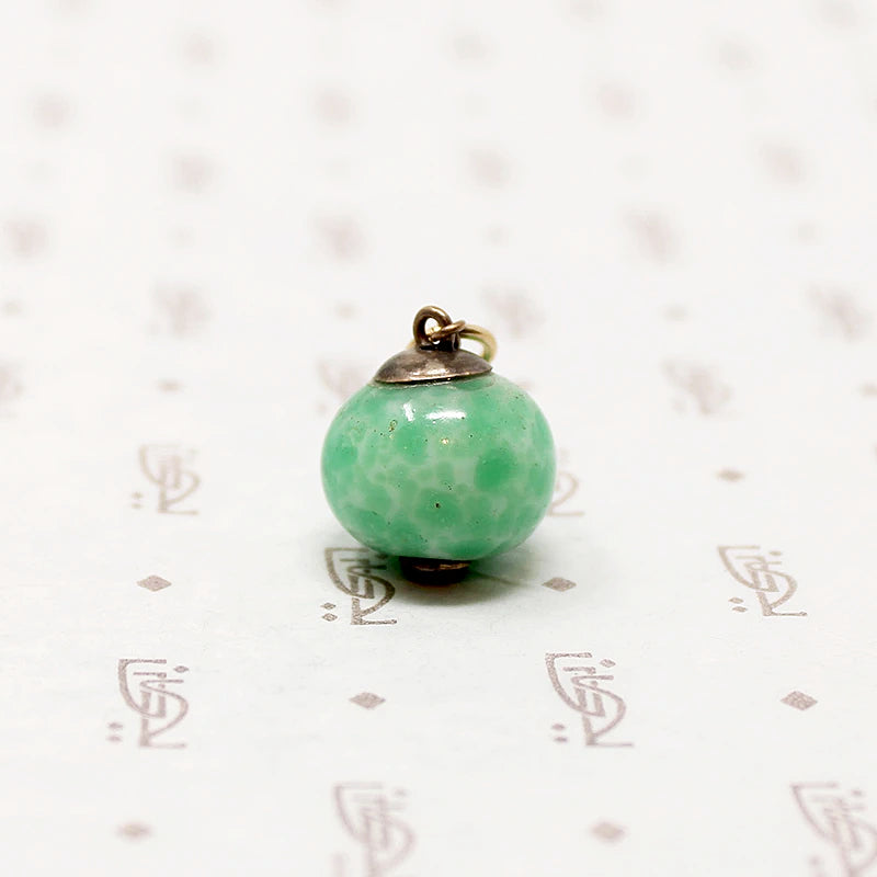 Art Deco Green Pâte de Verre Fob Pendant