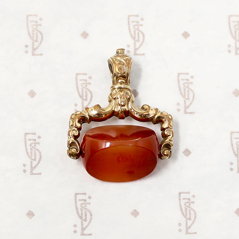 Fiery Red Carnelian Victorian Spinner Fob