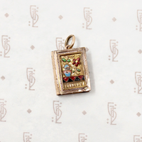 Arts & Crafts Enameled Book Charm with Lord's Prayer