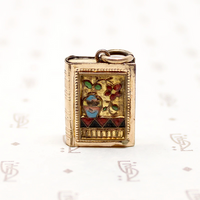 Arts & Crafts Enameled Book Charm with Lord's Prayer