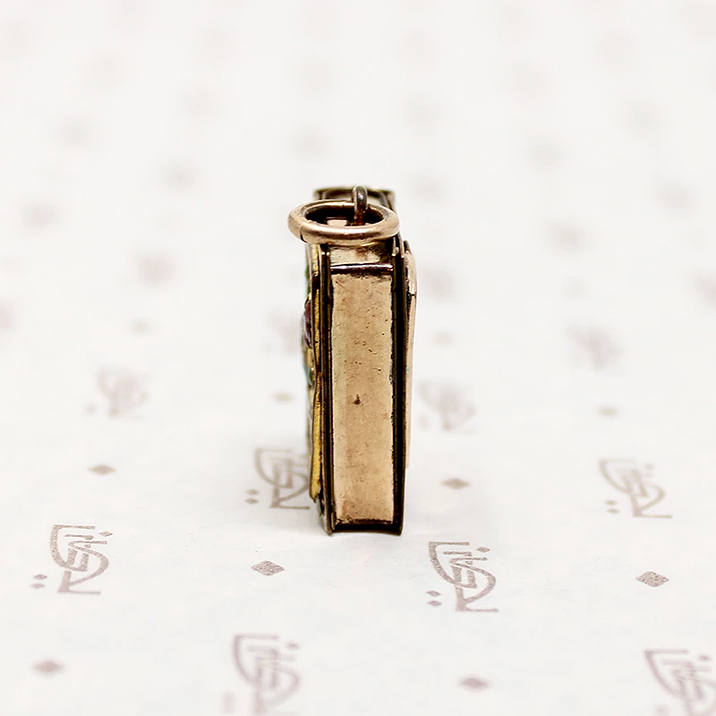 Arts & Crafts Enameled Book Charm with Lord's Prayer
