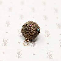 Gem Set Etruscan Revival Filigreed Fob Pendant
