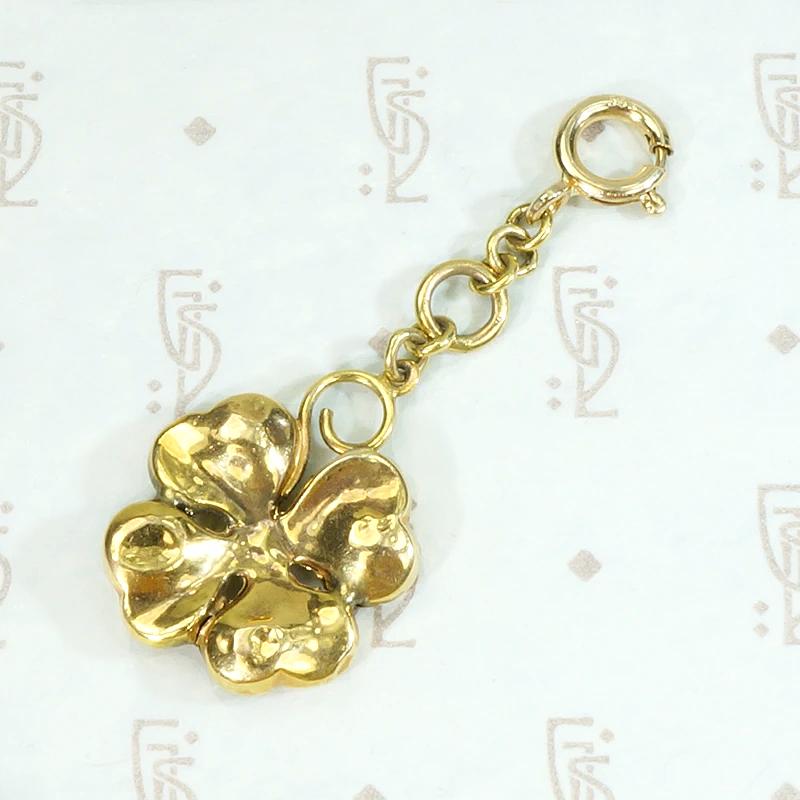 Delightfully Dented Gold Four Leaf Clover Charm