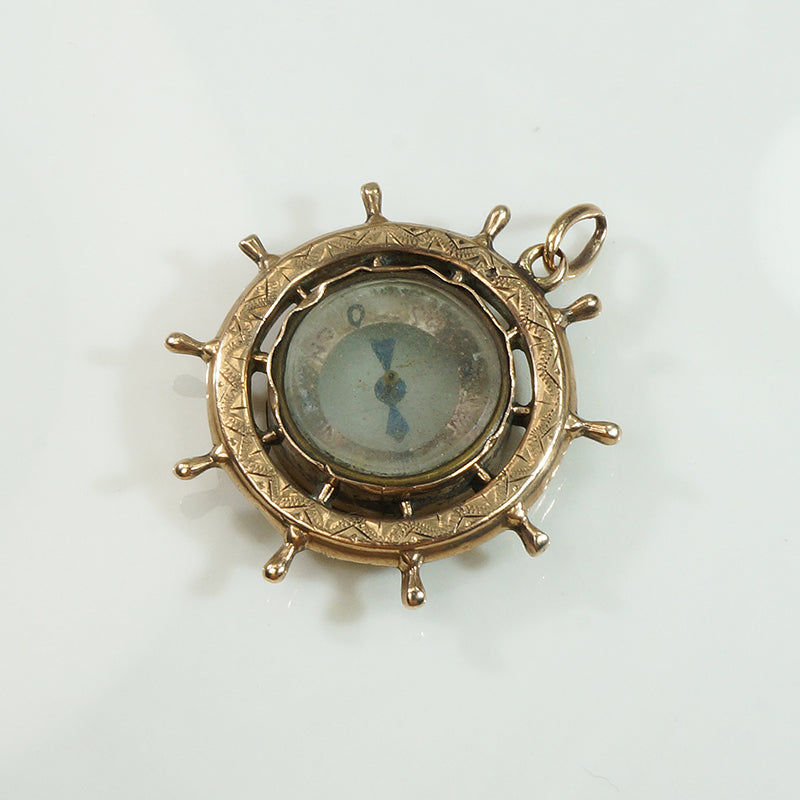 Old Gold Fob Ships Wheel Compass