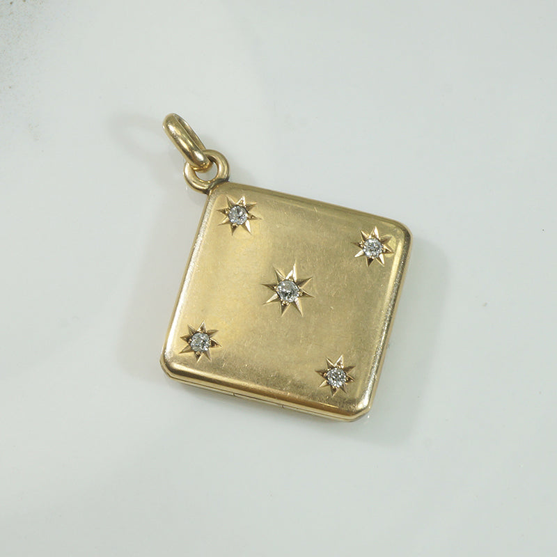 Antique Gold Locket with Star Set Diamonds