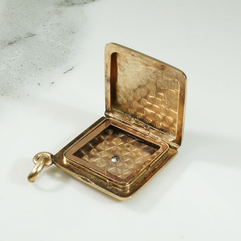 Antique Gold Locket with Star Set Diamonds