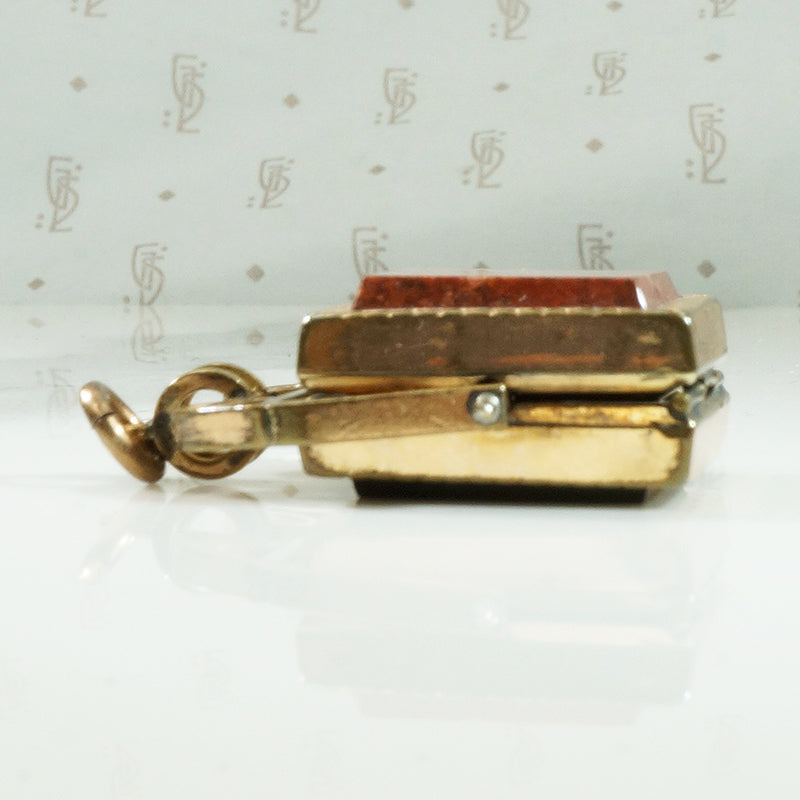 Onyx and Jasper Set Spinning Fob Locket