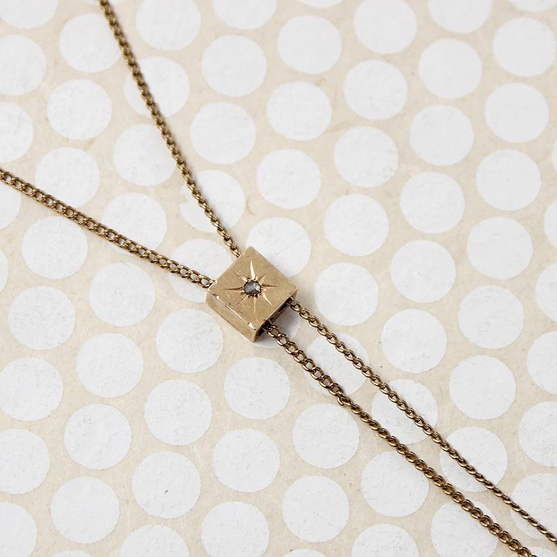 Short Gold Filled Slide Chain with Rose Cut Diamond