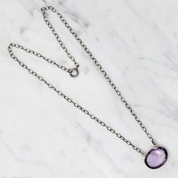 Pretty Purple Amethyst in Sterling Bezel Necklace