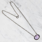 Pretty Purple Amethyst in Sterling Bezel Necklace
