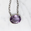 Pretty Purple Amethyst in Sterling Bezel Necklace