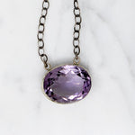 Pretty Purple Amethyst in Sterling Bezel Necklace
