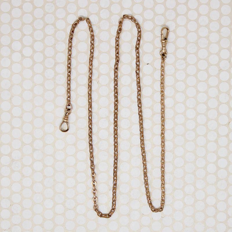 Rosy Gold Filled Engraved Link Chain with Double Hooks