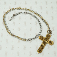 Rose Covered Cross Necklace