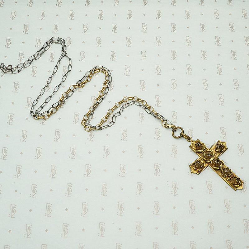 Rose Covered Cross Necklace