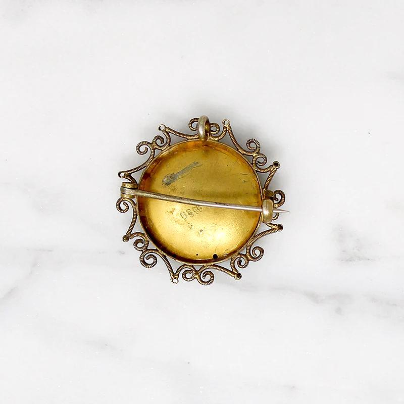 Miniature Portrait Victorian Lace Pin