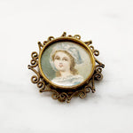 Miniature Portrait Victorian Lace Pin