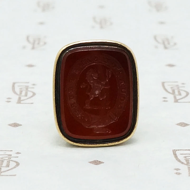 Gold Victorian Carved Carnelian Seal Fob in Neoclassical Style