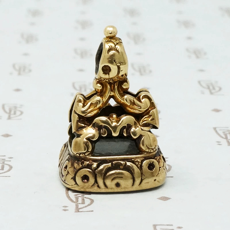 Rose adorned Early 19th c Gold Chalcedony Seal Fob