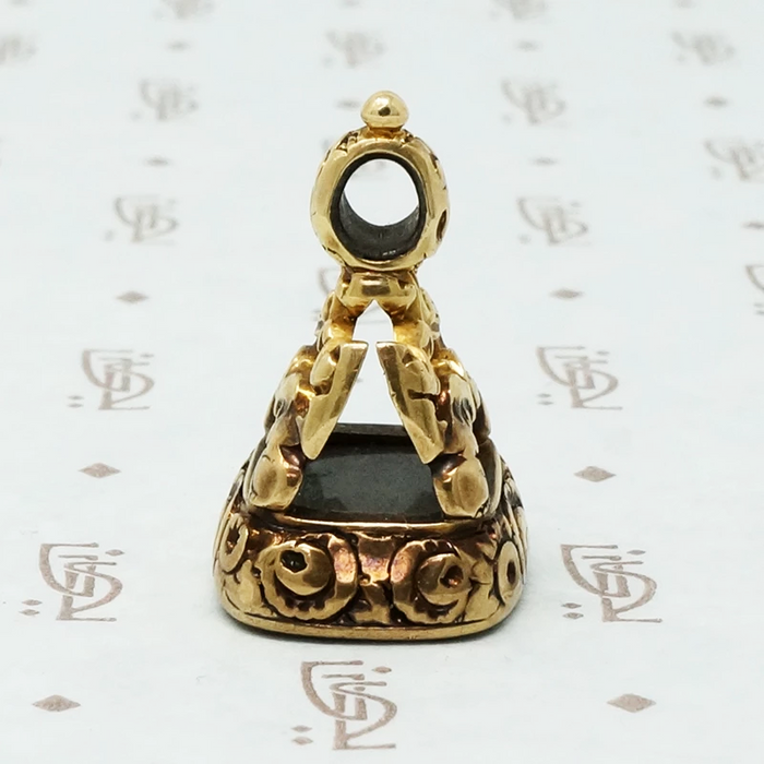 Rose adorned Early 19th c Gold Chalcedony Seal Fob