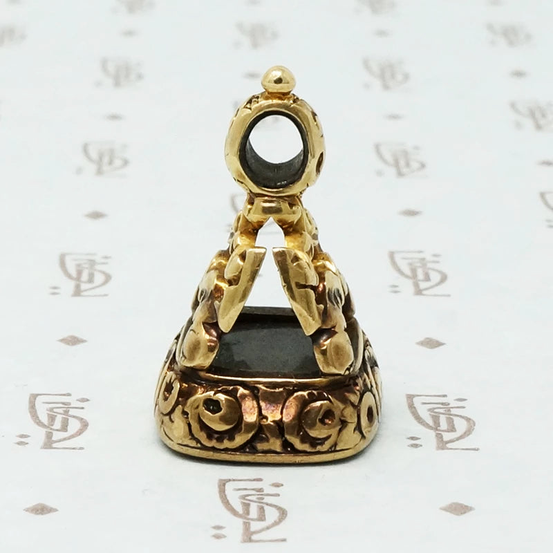 Rose adorned Early 19th c Gold Chalcedony Seal Fob