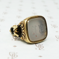Rose adorned Early 19th c Gold Chalcedony Seal Fob