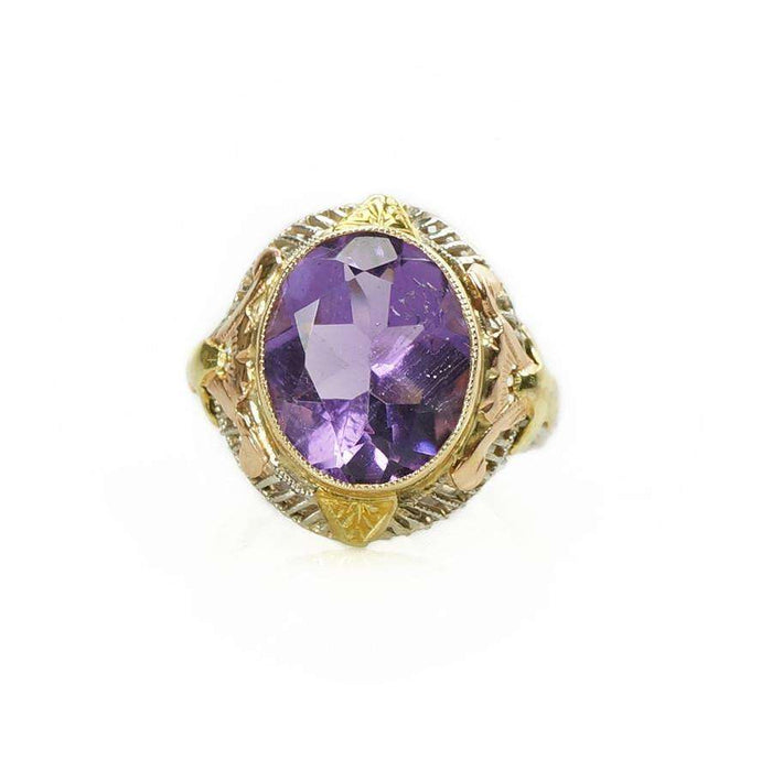 Lovely Deco Amethyst Filigree Ring