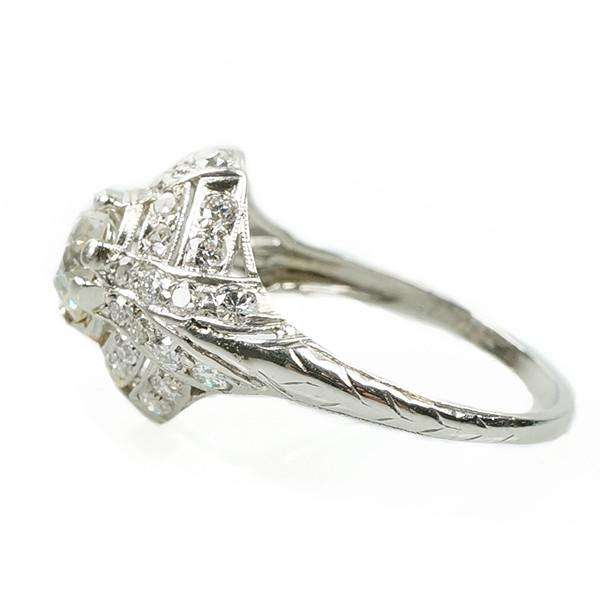 Stunning Edwardian Platinum Diamond Filigree Ring