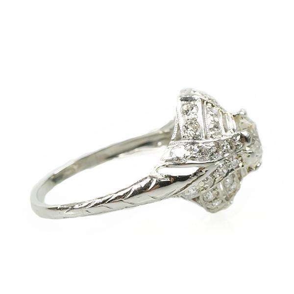 Stunning Edwardian Platinum Diamond Filigree Ring