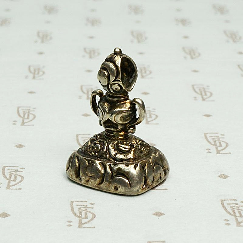 Antique Silver Gilt Fob with Urn & Rose Details